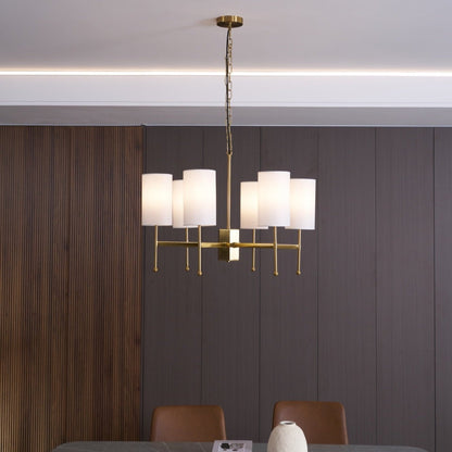 Brass Chandelier with Adjustable Height and Elegant Crystal Accents