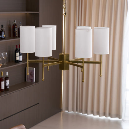 Brass Chandelier with Adjustable Height and Elegant Crystal Accents
