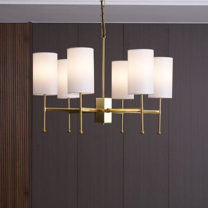 Brass Chandelier with Adjustable Height and Elegant Crystal Accents