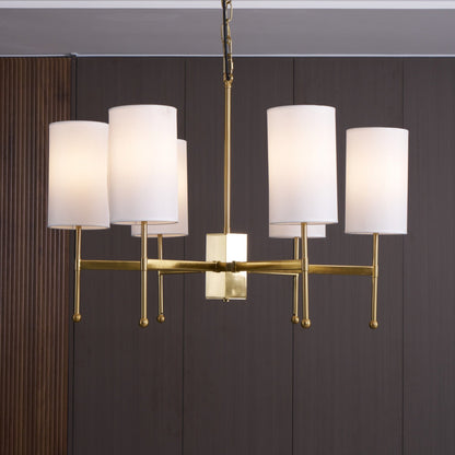Brass Chandelier with Adjustable Height and Elegant Crystal Accents