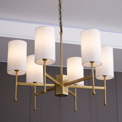 Brass Chandelier with Adjustable Height and Elegant Crystal Accents