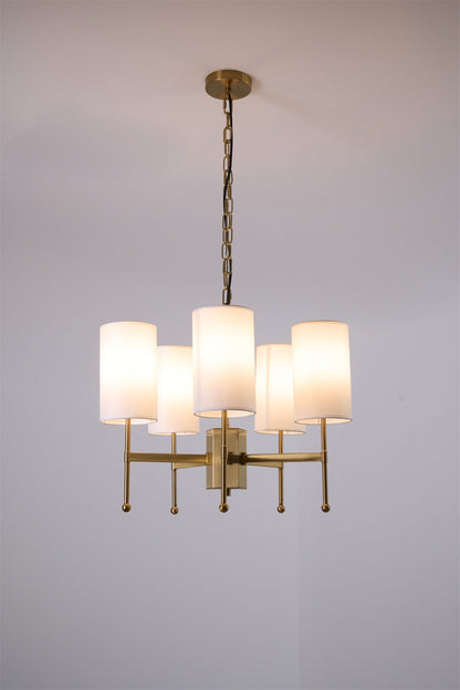 Brass Chandelier with Adjustable Height and Elegant Crystal Accents
