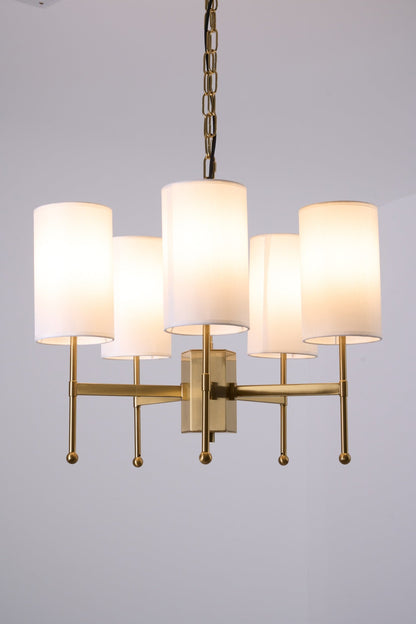 Brass Chandelier with Adjustable Height and Elegant Crystal Accents