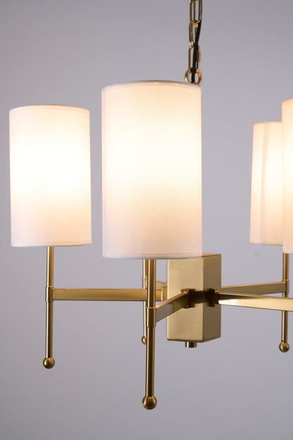 Brass Chandelier with Adjustable Height and Elegant Crystal Accents
