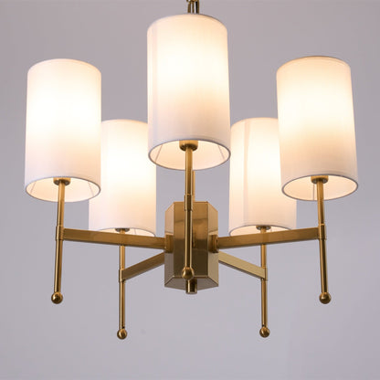 Brass Chandelier with Adjustable Height and Elegant Crystal Accents