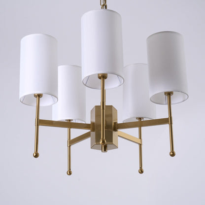Brass Chandelier with Adjustable Height and Elegant Crystal Accents