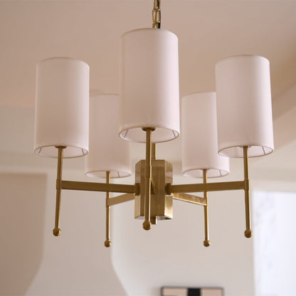 Brass Chandelier with Adjustable Height and Elegant Crystal Accents