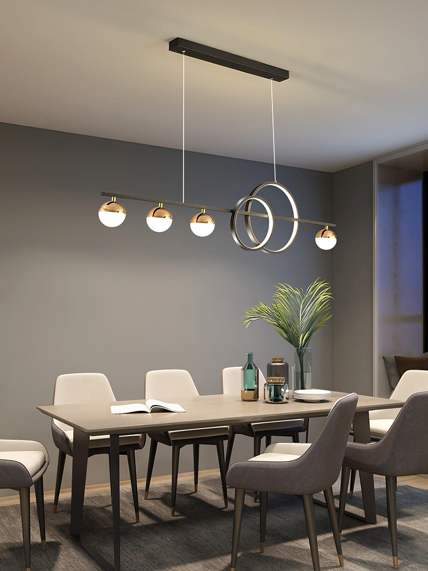 Brooklyn Double Circle Chandelier - Elegant Design & Adjustable Height