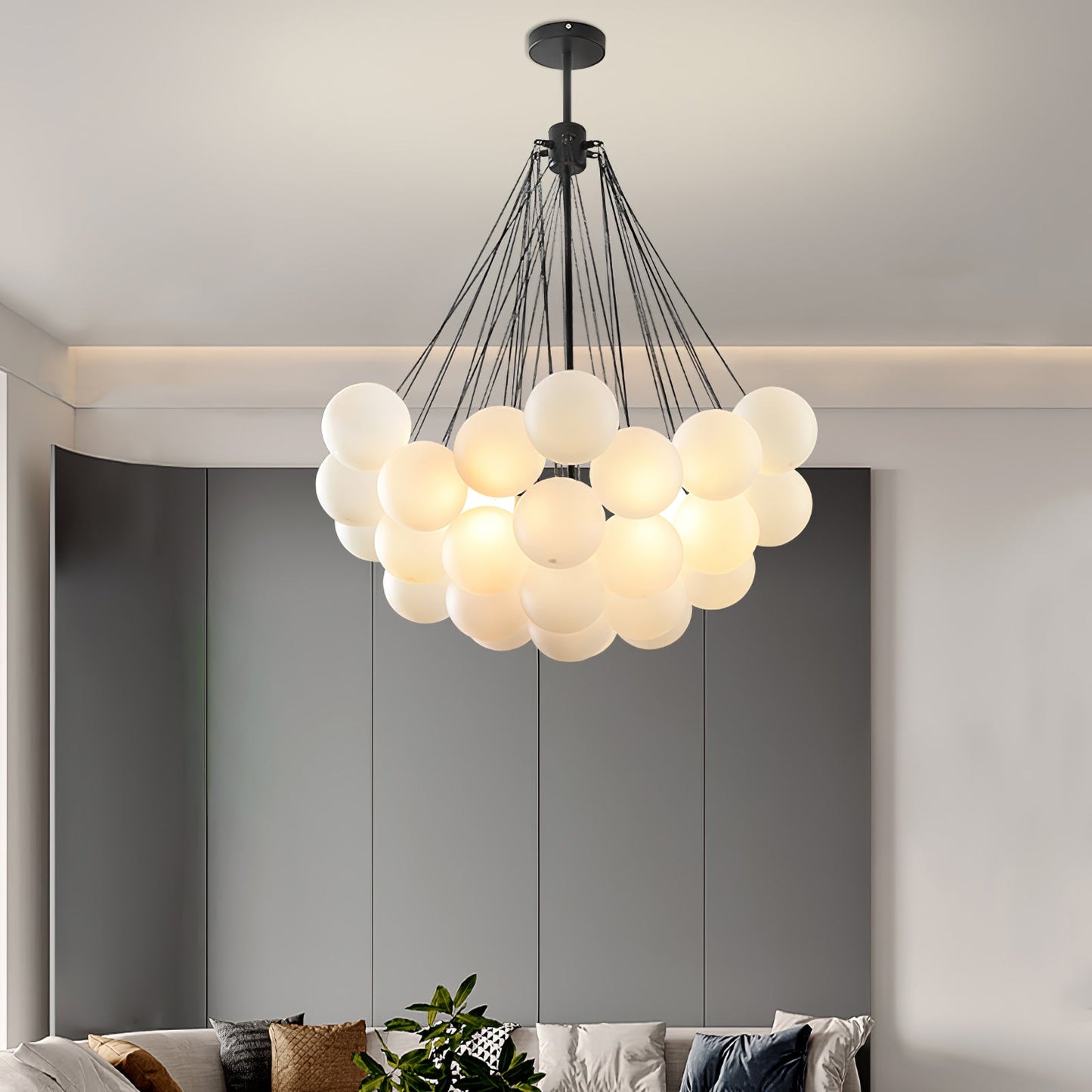 Modern Bubble Chandelier - Elegant Design with Adjustable Height & LED