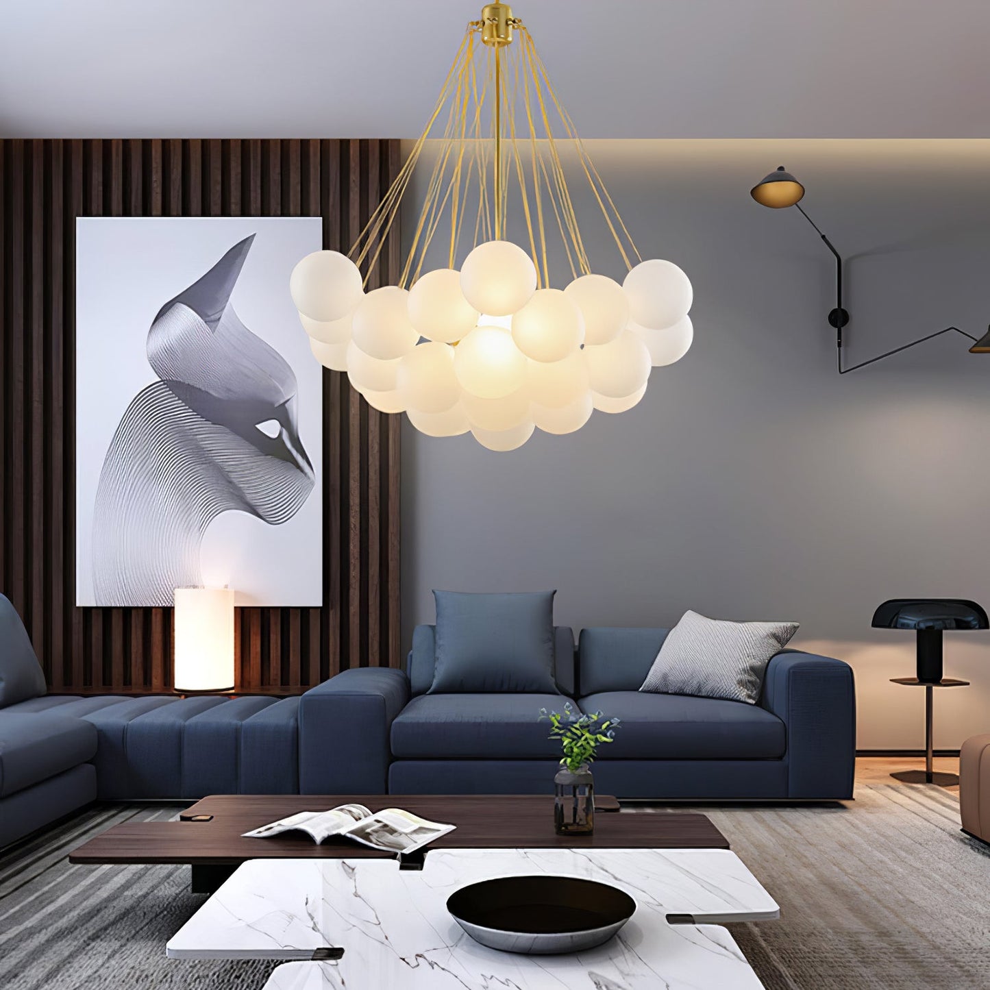 Modern Bubble Chandelier - Elegant Design with Adjustable Height & LED