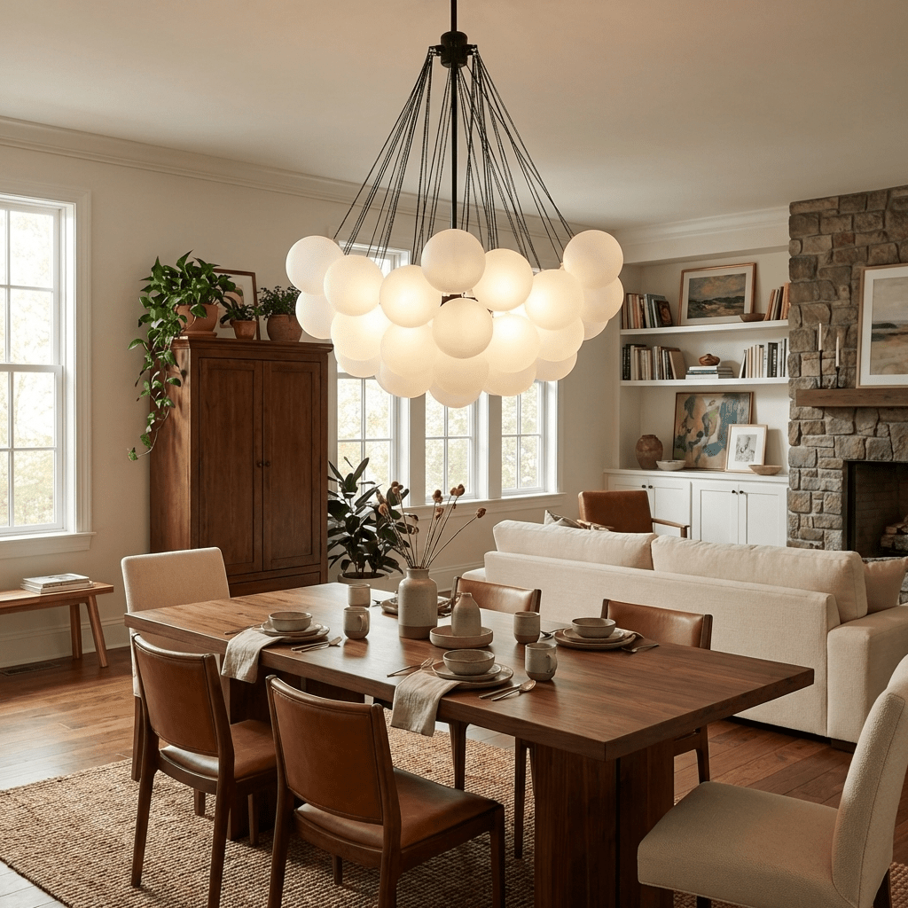 Modern Bubble Chandelier - Elegant Design with Adjustable Height & LED