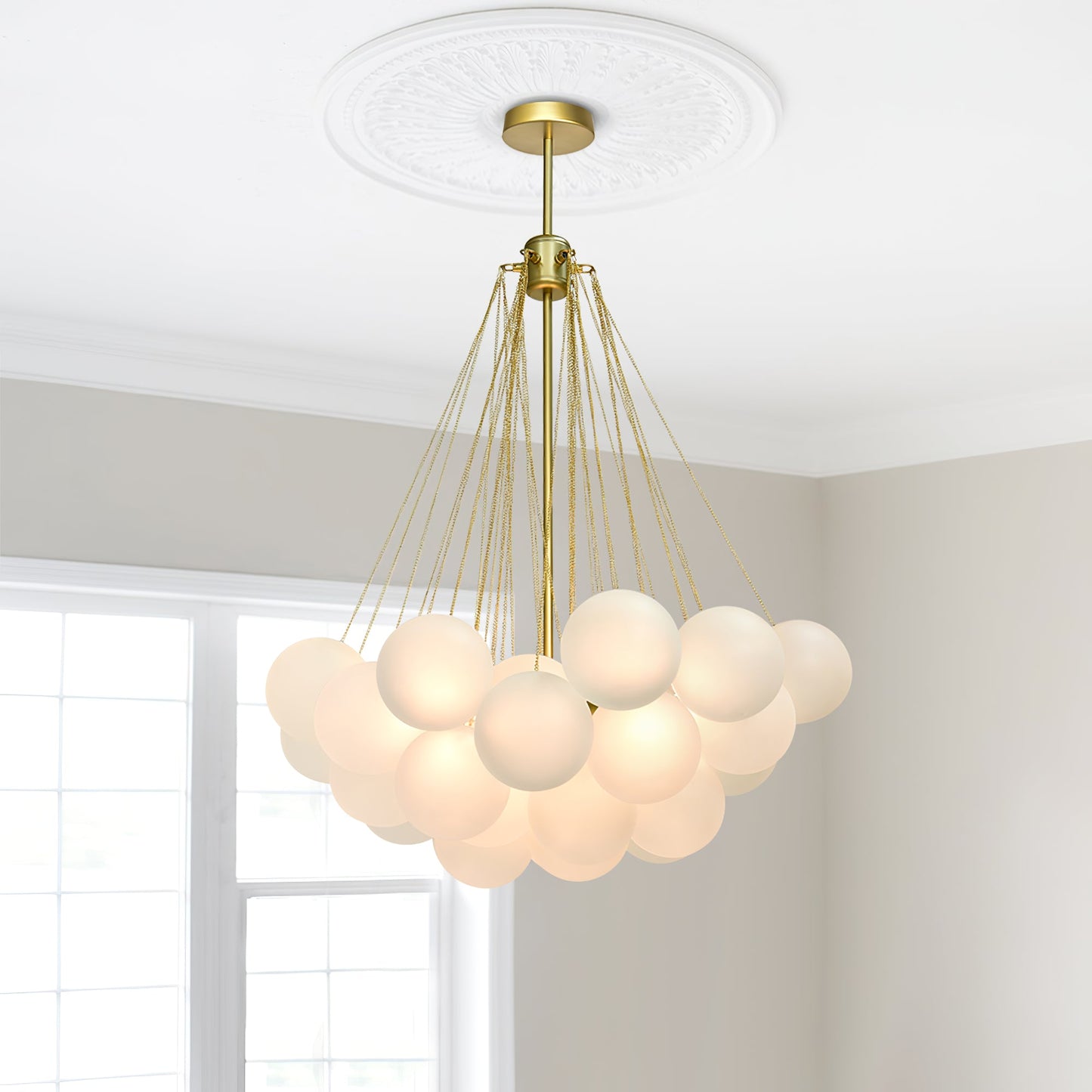 Modern Bubble Chandelier - Elegant Design with Adjustable Height & LED