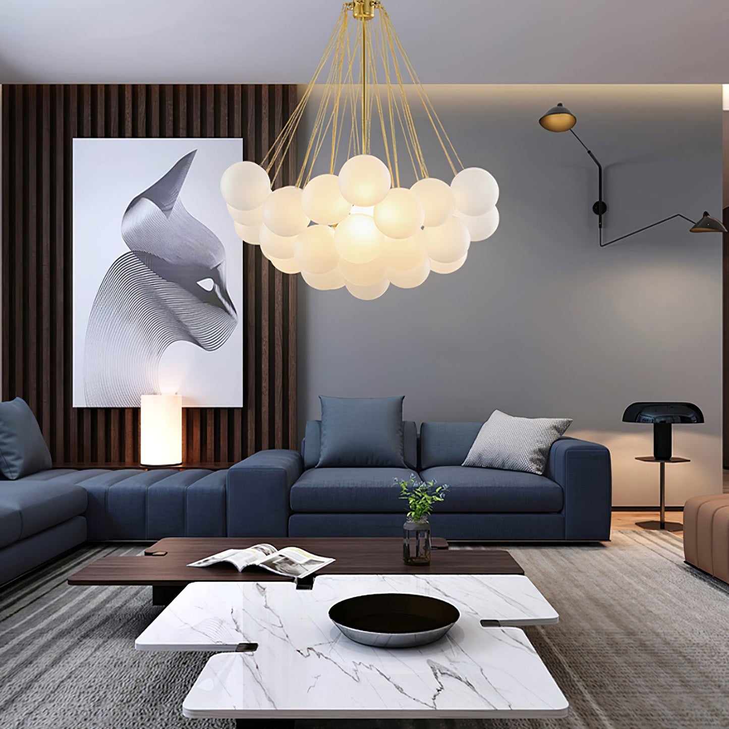 Modern Bubble Chandelier - Elegant Design with Adjustable Height & LED