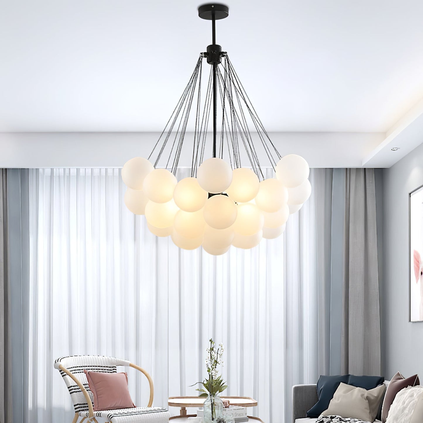 Modern Bubble Chandelier - Elegant Design with Adjustable Height & LED