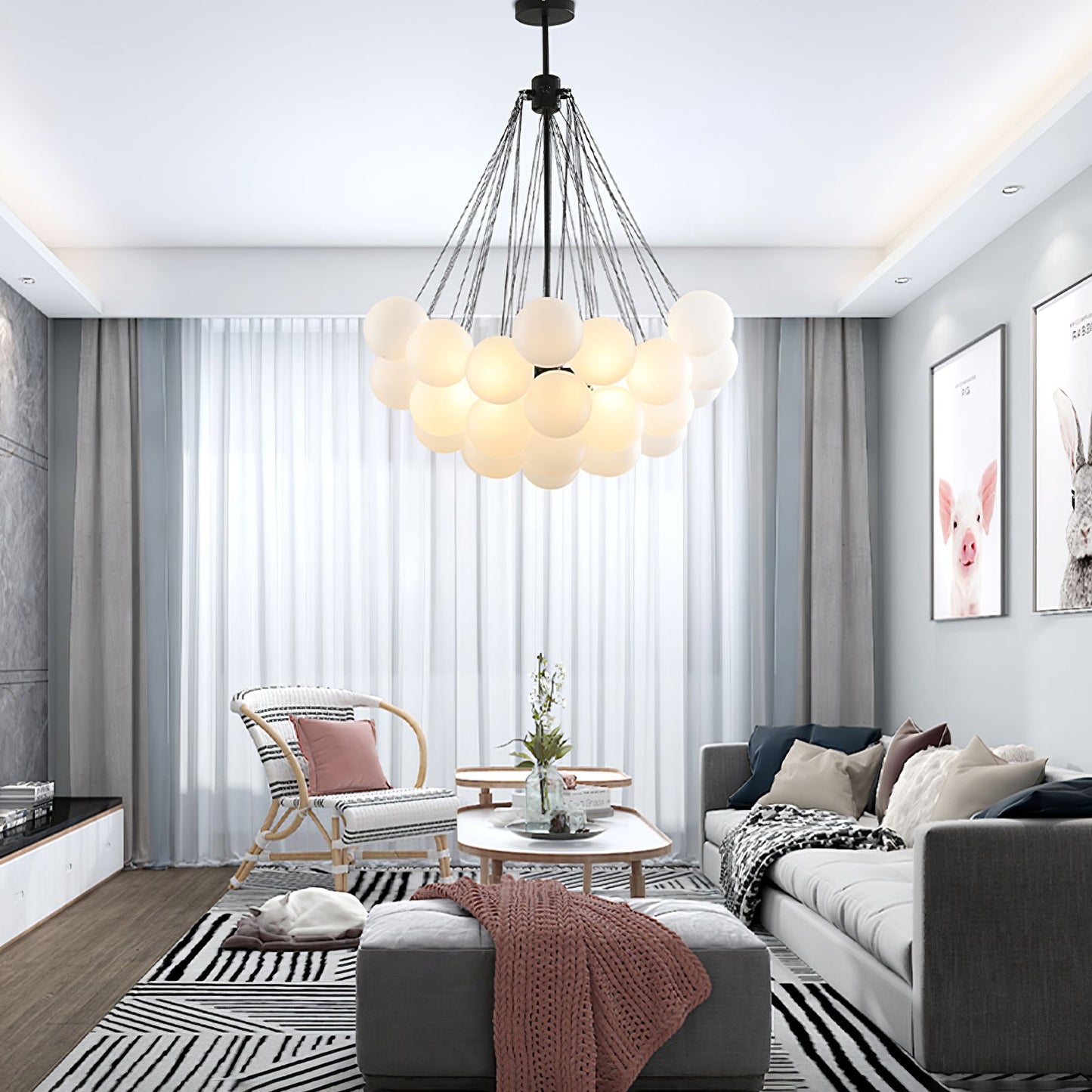 Modern Bubble Chandelier - Elegant Design with Adjustable Height & LED