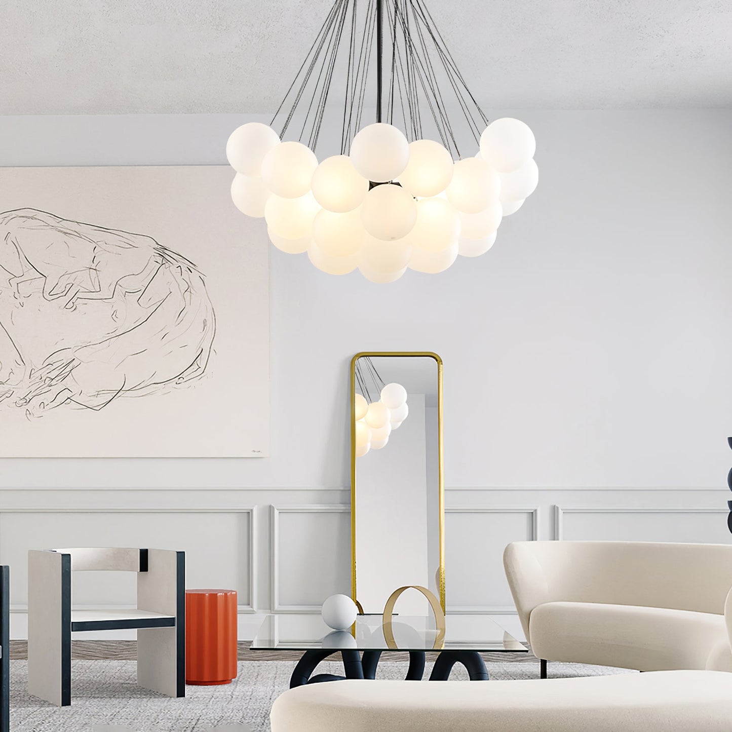 Modern Bubble Chandelier - Elegant Design with Adjustable Height & LED