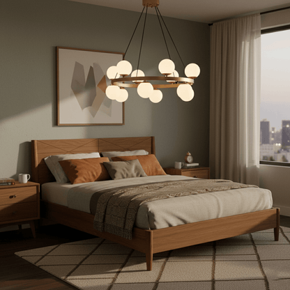 Bubbles Brass Ring Chandelier - Elegant Design with Adjustable Height