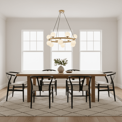 Bubbles Brass Ring Chandelier - Elegant Design with Adjustable Height