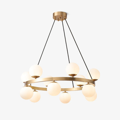 Bubbles Brass Ring Chandelier - Elegant Design with Adjustable Height