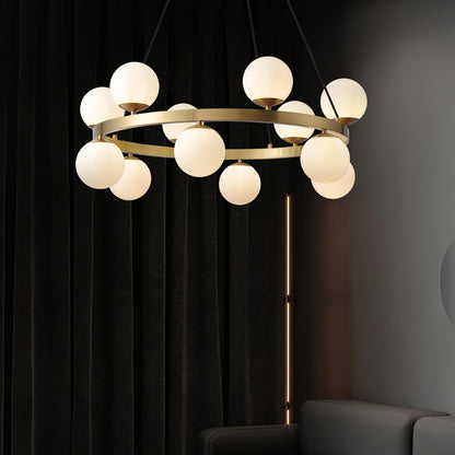 Bubbles Brass Ring Chandelier - Elegant Design with Adjustable Height