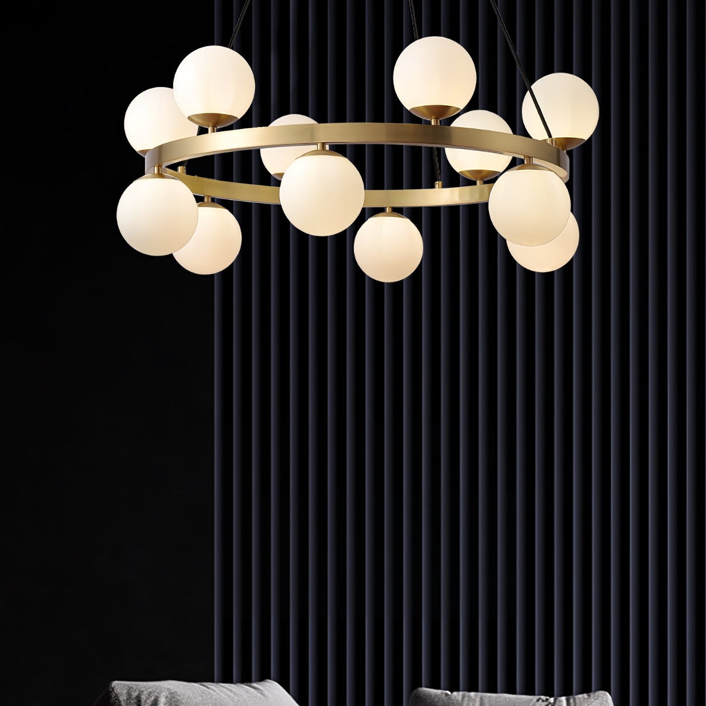 Bubbles Brass Ring Chandelier - Elegant Design with Adjustable Height