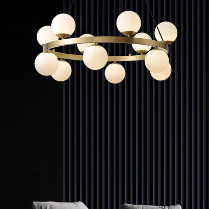 Bubbles Brass Ring Chandelier - Elegant Design with Adjustable Height