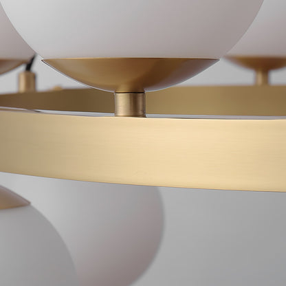 Bubbles Brass Ring Chandelier - Elegant Design with Adjustable Height