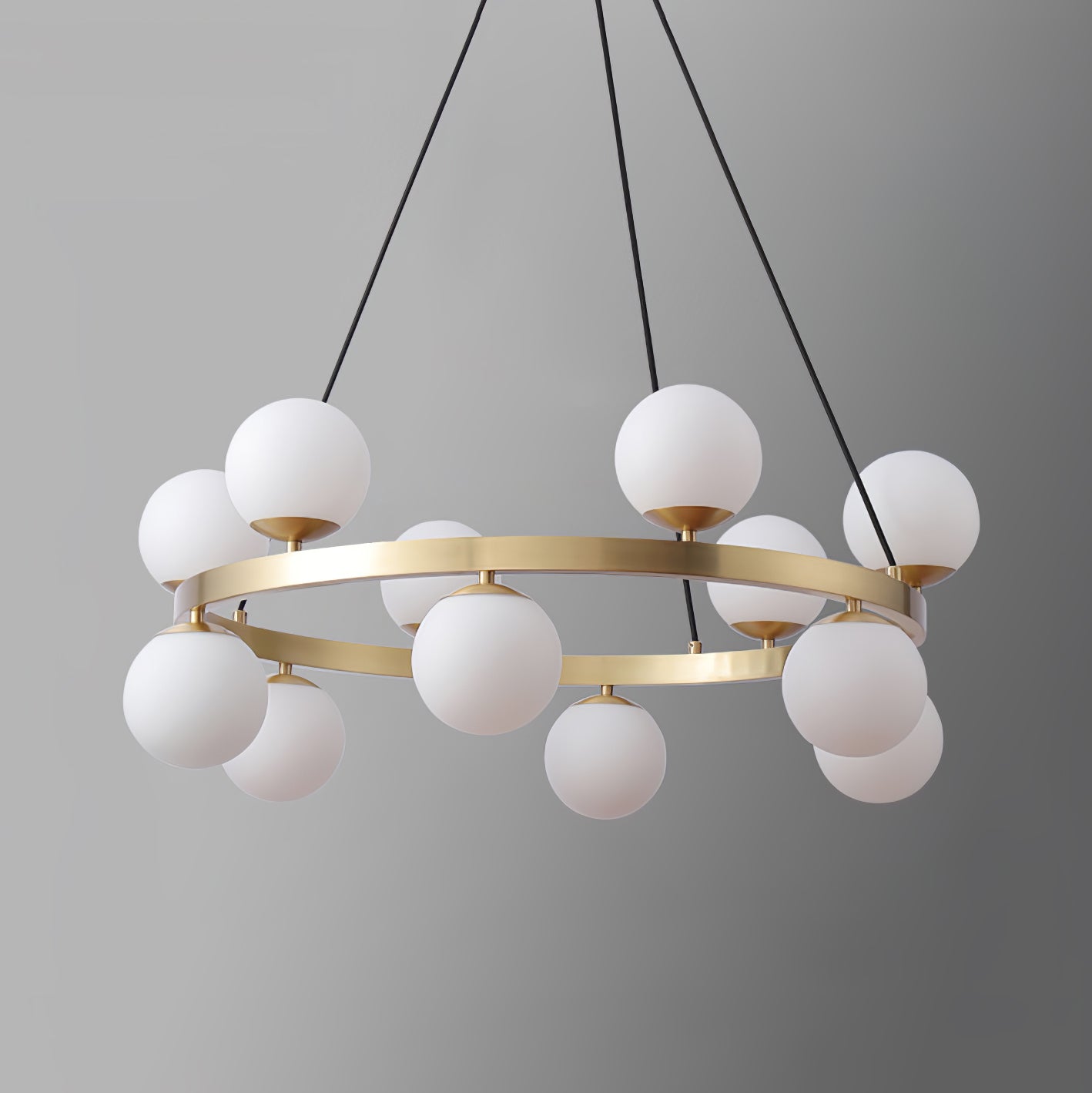 Bubbles Brass Ring Chandelier - Elegant Design with Adjustable Height