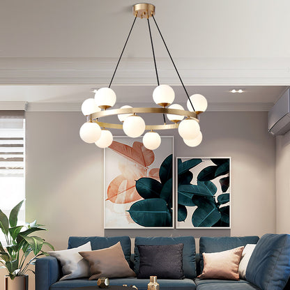 Bubbles Brass Ring Chandelier - Elegant Design with Adjustable Height