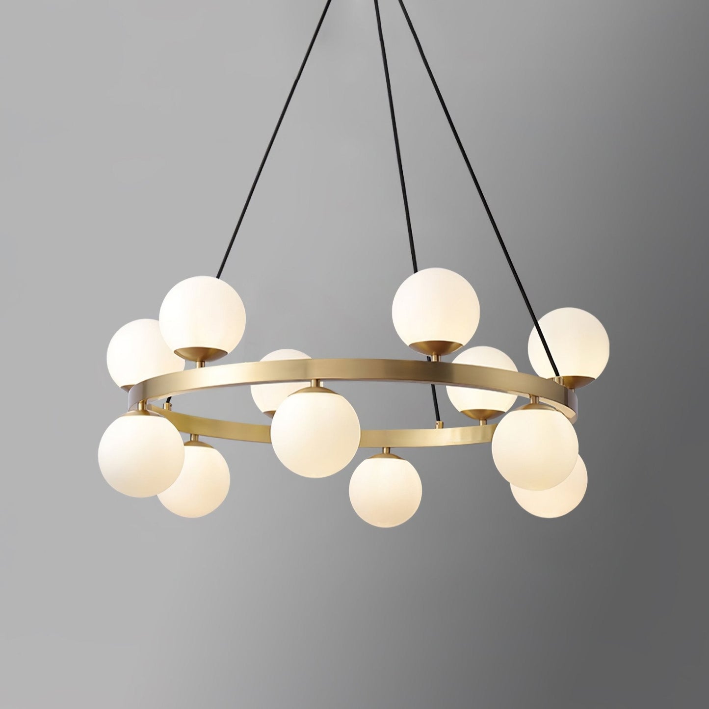 Bubbles Brass Ring Chandelier - Elegant Design with Adjustable Height