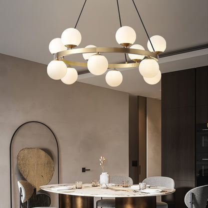 Bubbles Brass Ring Chandelier - Elegant Design with Adjustable Height