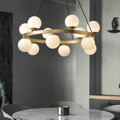 Bubbles Brass Ring Chandelier - Elegant Design with Adjustable Height