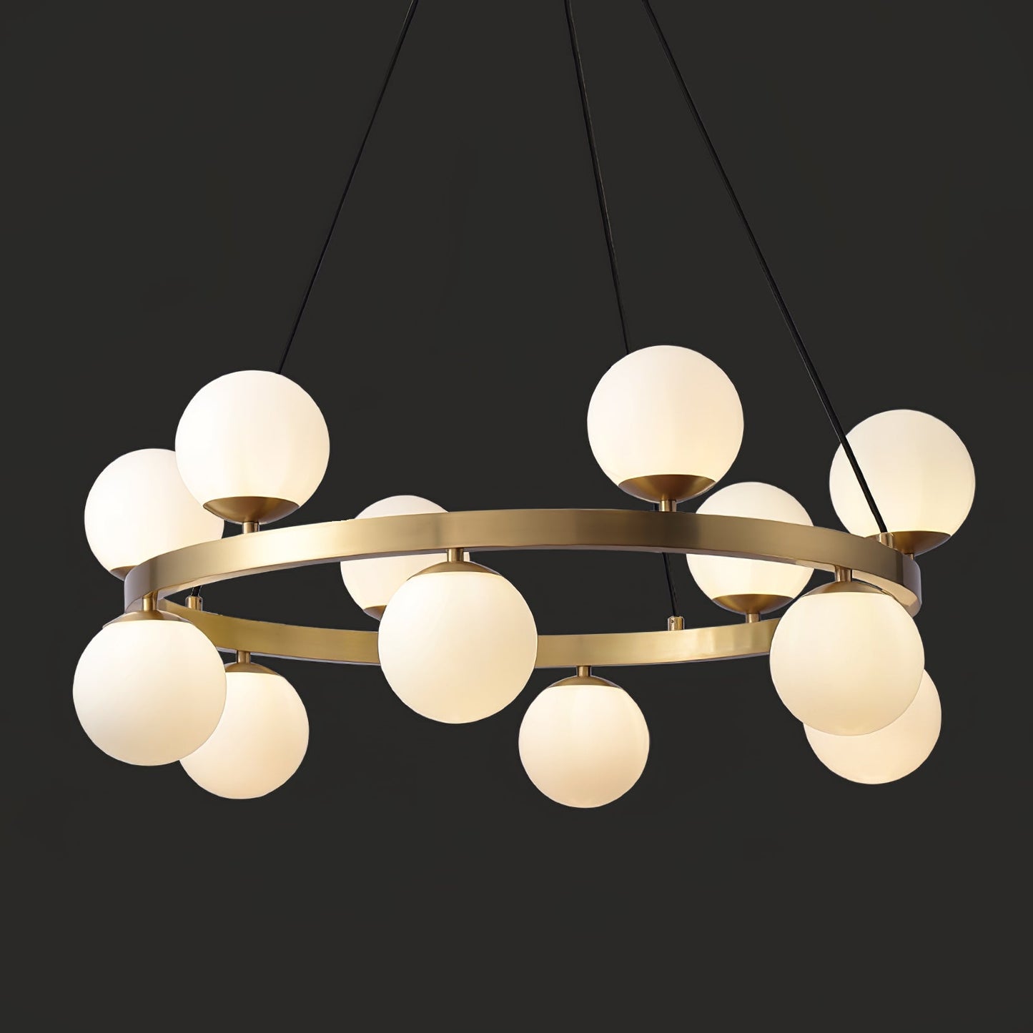 Bubbles Brass Ring Chandelier - Elegant Design with Adjustable Height