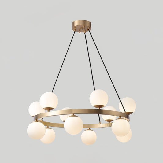 Bubbles Brass Ring Chandelier - Elegant Design with Adjustable Height