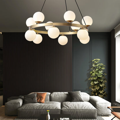 Bubbles Brass Ring Chandelier - Elegant Design with Adjustable Height