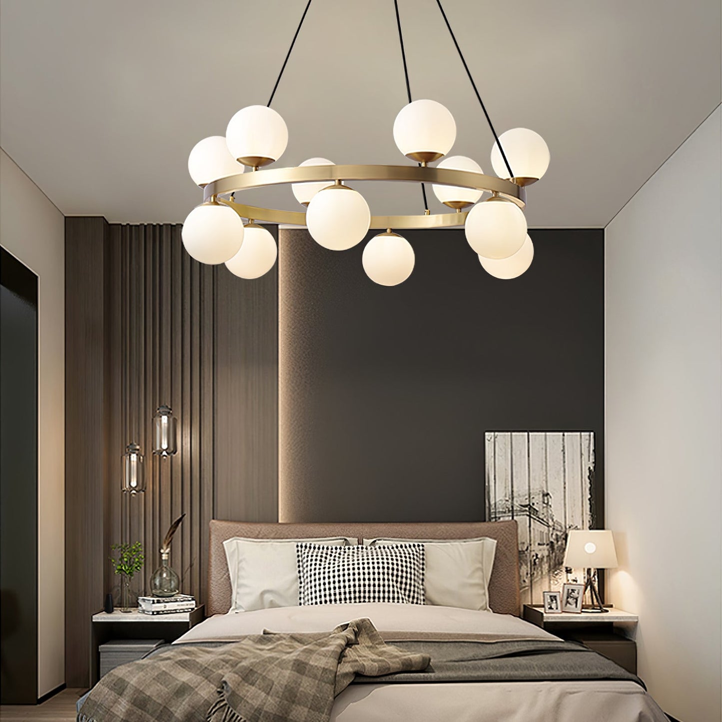 Bubbles Brass Ring Chandelier - Elegant Design with Adjustable Height