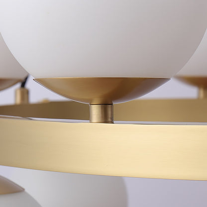 Bubbles Brass Ring Chandelier - Elegant Design with Adjustable Height