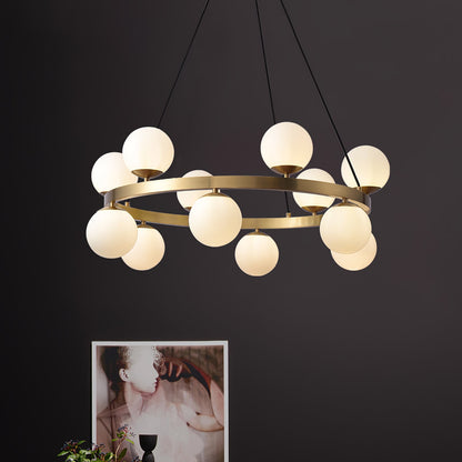 Bubbles Brass Ring Chandelier - Elegant Design with Adjustable Height