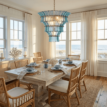 Calyra Tiered Glass Chandelier - Elegant Design, Adjustable Height