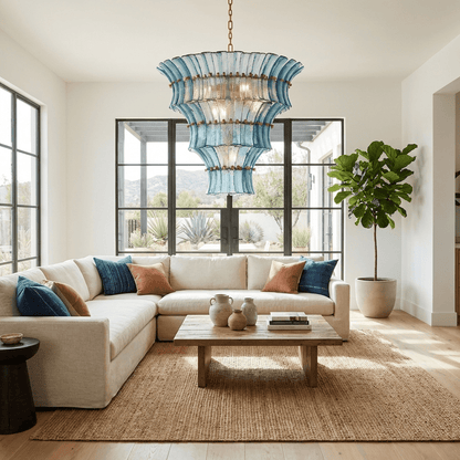 Calyra Tiered Glass Chandelier - Elegant Design, Adjustable Height