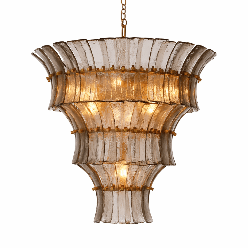Calyra Tiered Glass Chandelier - Elegant Design, Adjustable Height