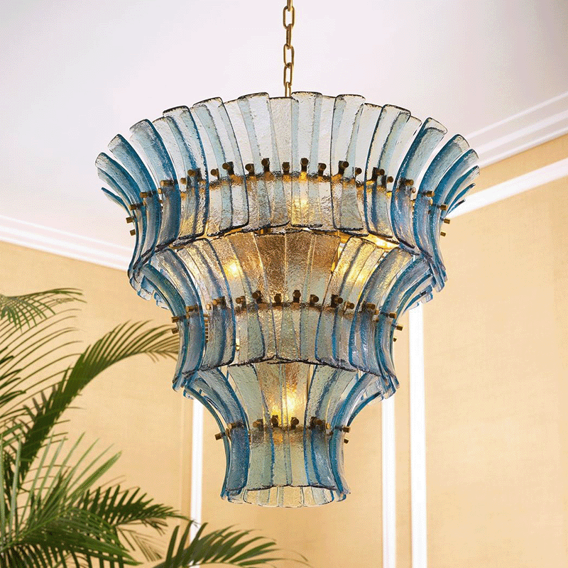 Calyra Tiered Glass Chandelier - Elegant Design, Adjustable Height