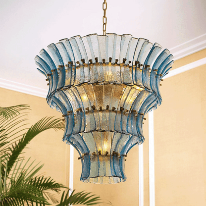 Calyra Tiered Glass Chandelier - Elegant Design, Adjustable Height
