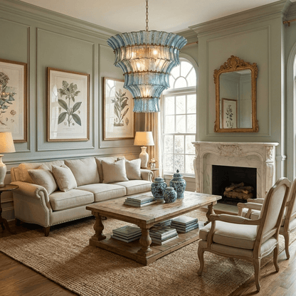 Calyra Tiered Glass Chandelier - Elegant Design, Adjustable Height