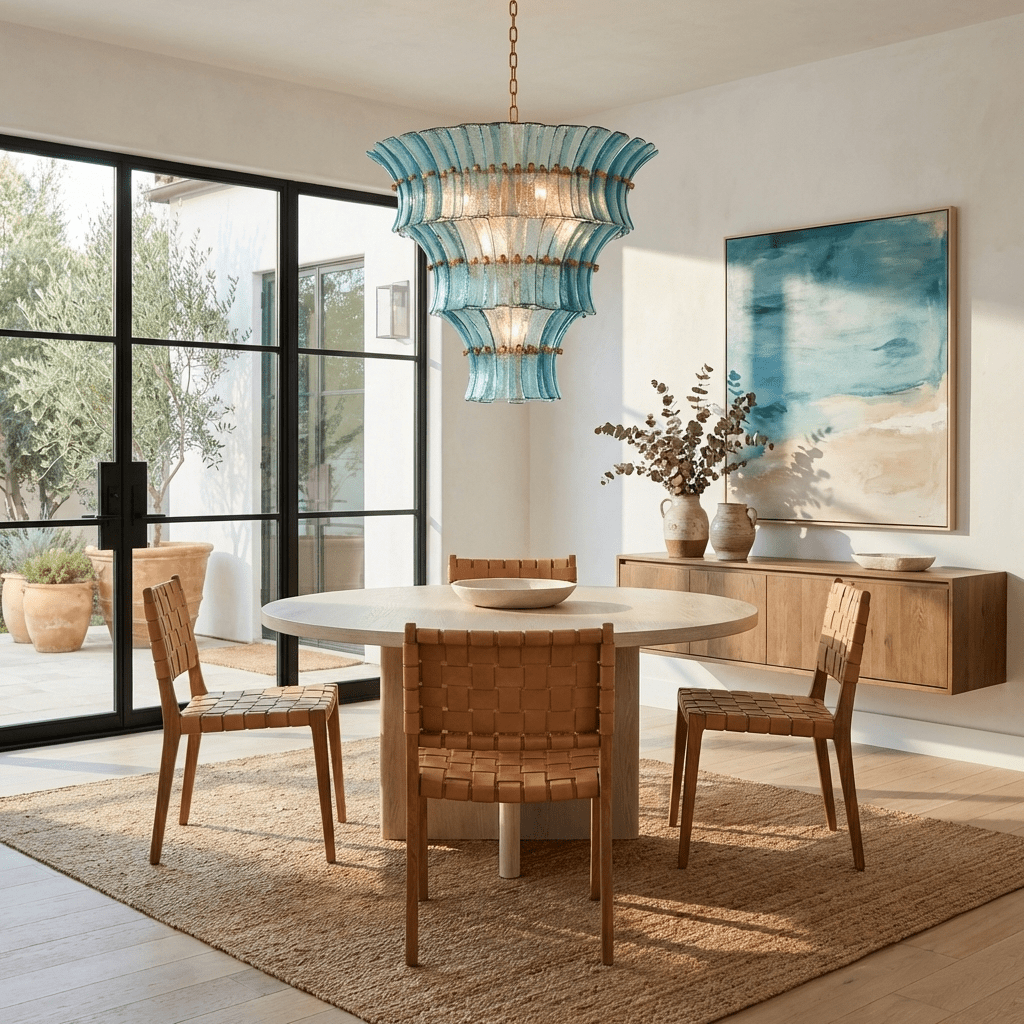 Calyra Tiered Glass Chandelier - Elegant Design, Adjustable Height
