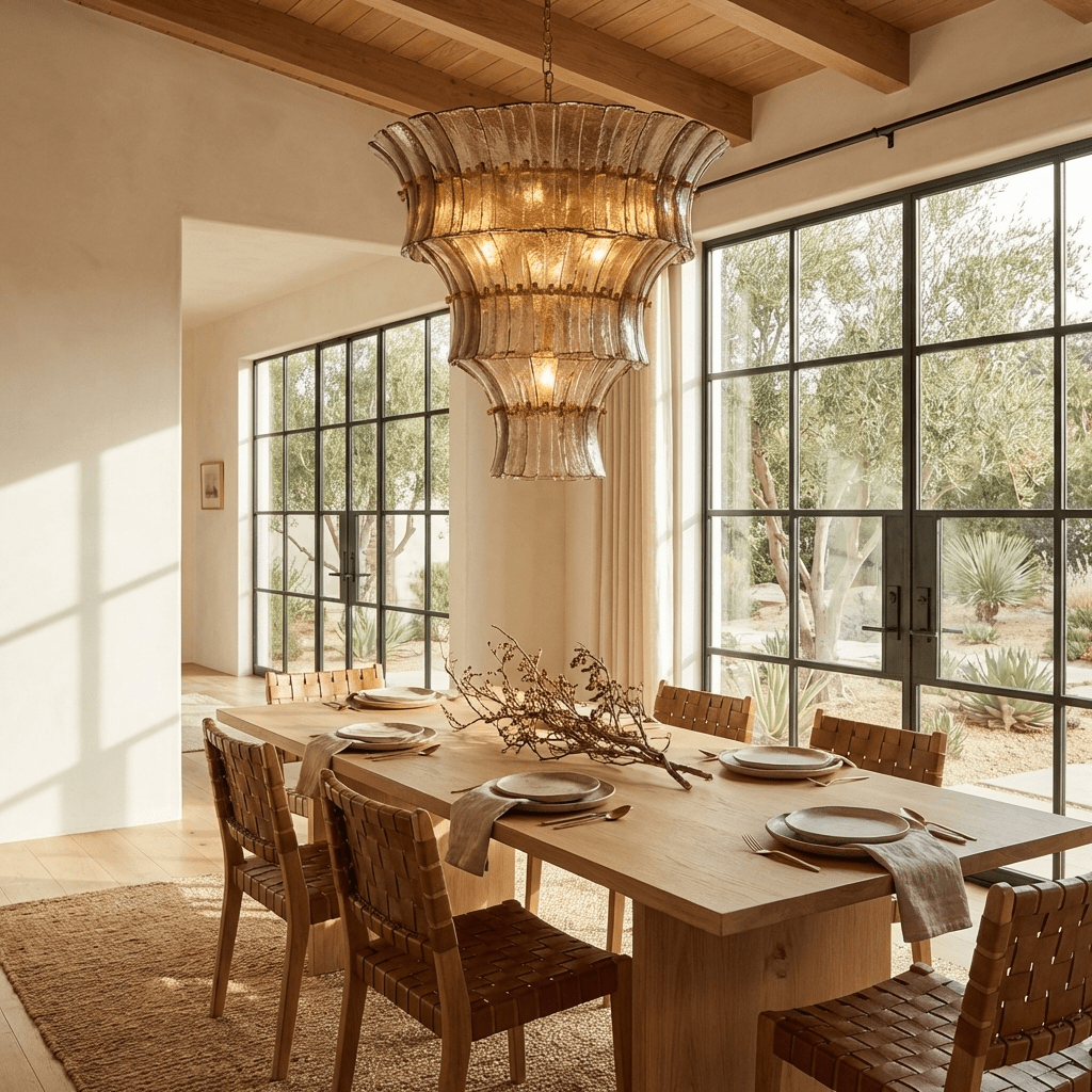 Calyra Tiered Glass Chandelier - Elegant Design, Adjustable Height