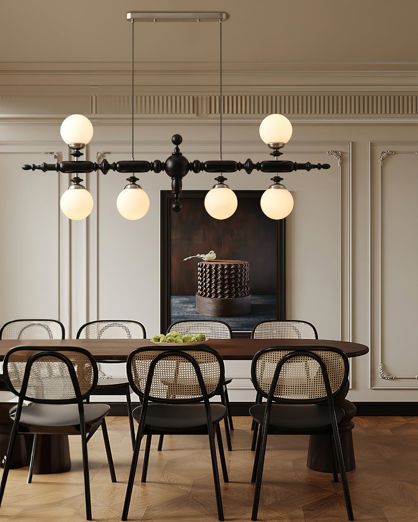 Elegant Wooden Chandelier with Adjustable Height and LED Compatibility