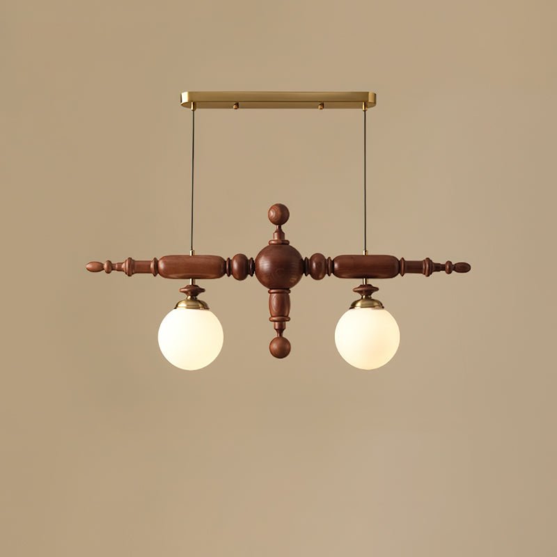 Elegant Wooden Chandelier with Adjustable Height and LED Compatibility