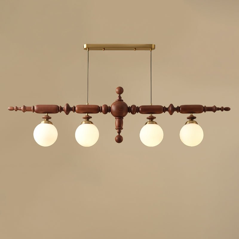 Elegant Wooden Chandelier with Adjustable Height and LED Compatibility