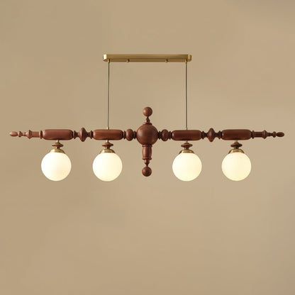 Elegant Wooden Chandelier with Adjustable Height and LED Compatibility